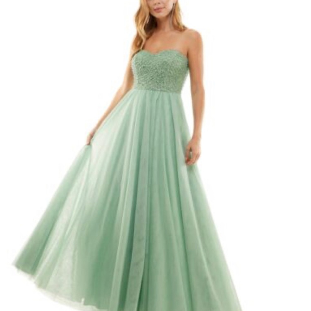 SAY YES TO THE Womens Green Padded Lined Tulle Mesh Sleeveless Dress Juniors 3